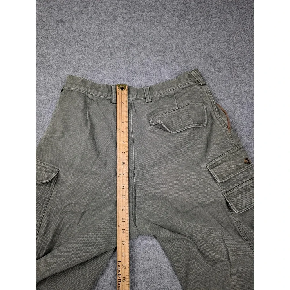 Vintage Orvis Pants Mens 30x29 Green Canvas Cargo Relaxed Fit Hong Kong Workwear